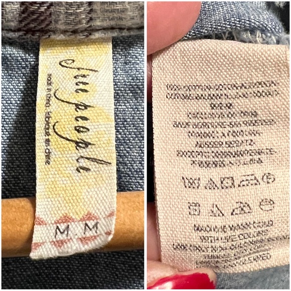 FREE PEOPLE denim and flannel buttondown - Picture 3 of 7